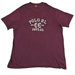 Polo Ralph Lauren Graphic T-Shirt XXL Tall Logo Spellout Men 2XLT 58" Red Maroon